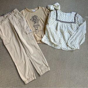 Zara Beige and White Matching Set Mango Levi’s sz 10